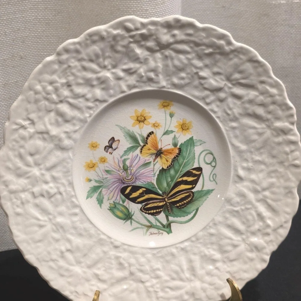Royal Cauldon Bristol Porcelain Plates‎ Set of 5 Holmes Gray Butterfly Designs